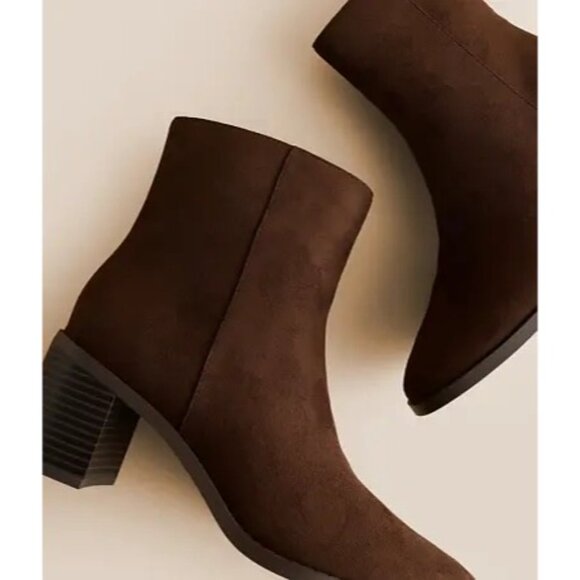 TOMS Womens Evelyn Stacked Block Heel Round Toe Booties Oak Brown Size 11M NIB - Picture 5 of 5